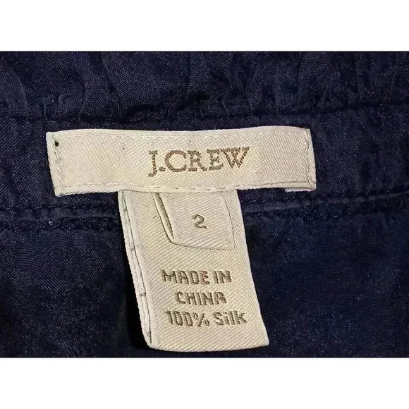 J. Crew Women's Ruffle Neck Silk Blouse Button Front Sleeveless Blue Size 2 - Picture 7 of 7